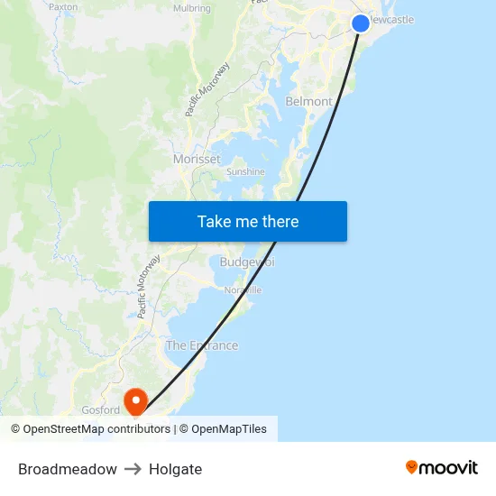 Broadmeadow to Holgate map