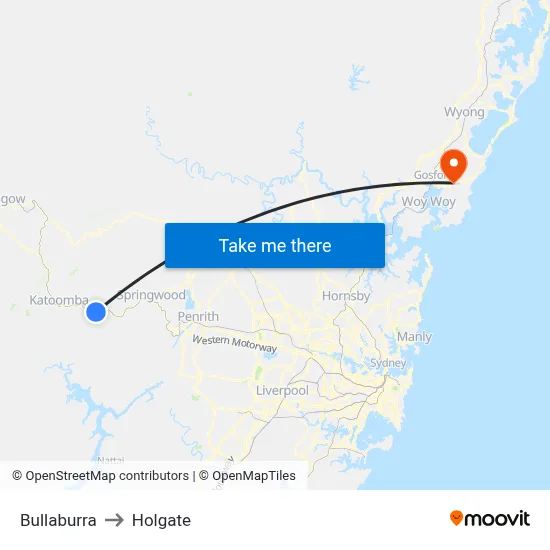 Bullaburra to Holgate map