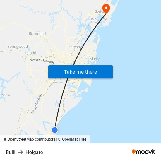 Bulli to Holgate map