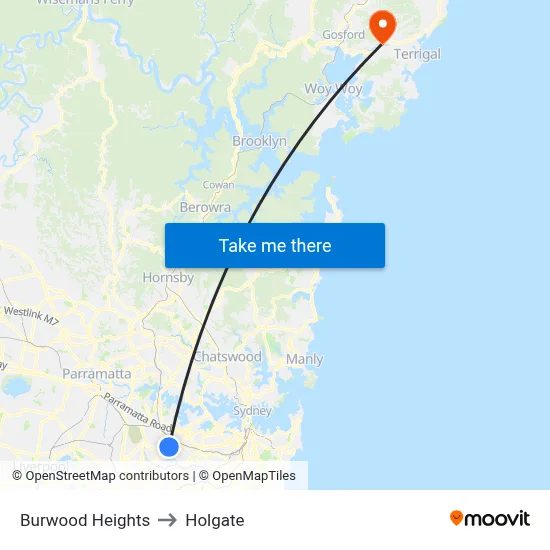 Burwood Heights to Holgate map