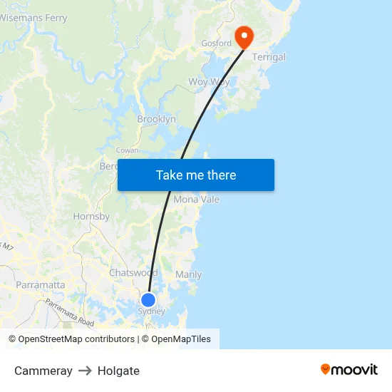 Cammeray to Holgate map