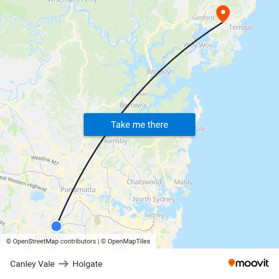 Canley Vale to Holgate map