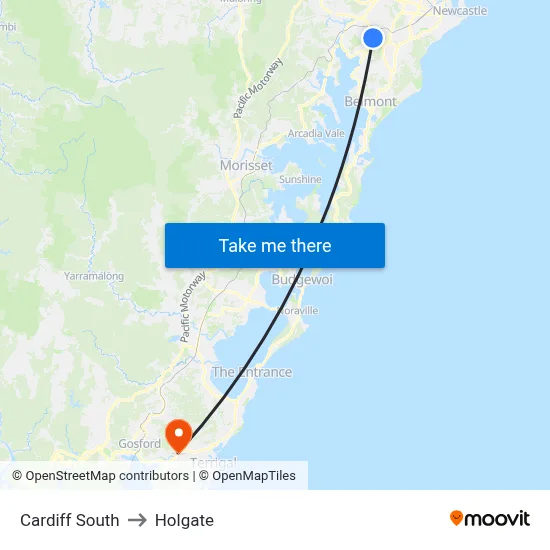 Cardiff South to Holgate map