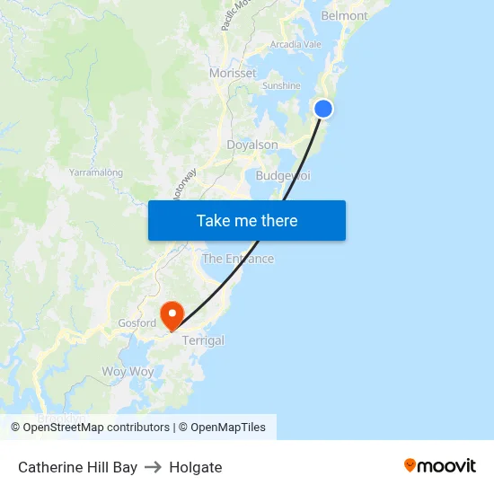 Catherine Hill Bay to Holgate map