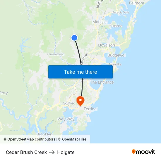 Cedar Brush Creek to Holgate map