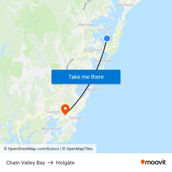 Chain Valley Bay to Holgate map