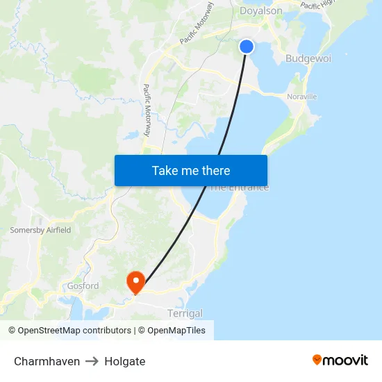 Charmhaven to Holgate map