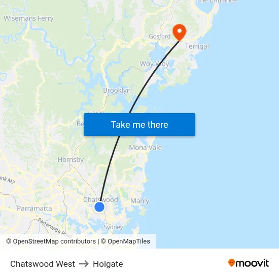 Chatswood West to Holgate map