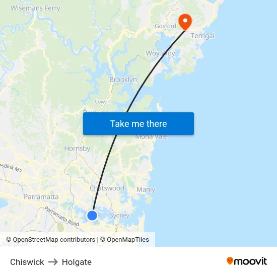 Chiswick to Holgate map