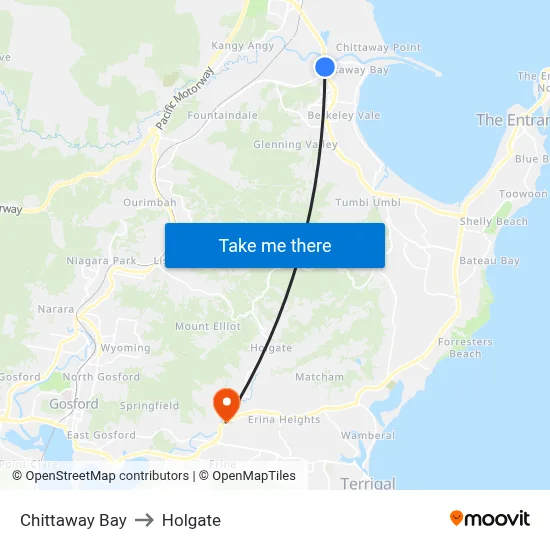 Chittaway Bay to Holgate map