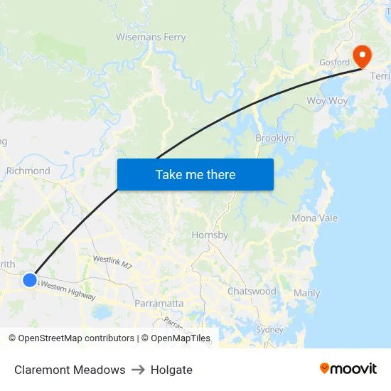 Claremont Meadows to Holgate map