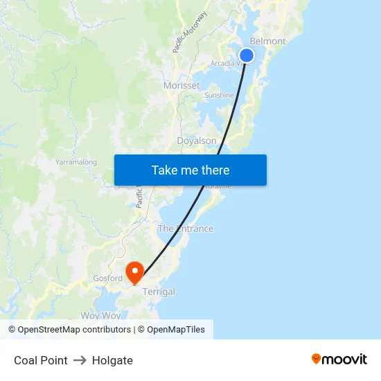 Coal Point to Holgate map
