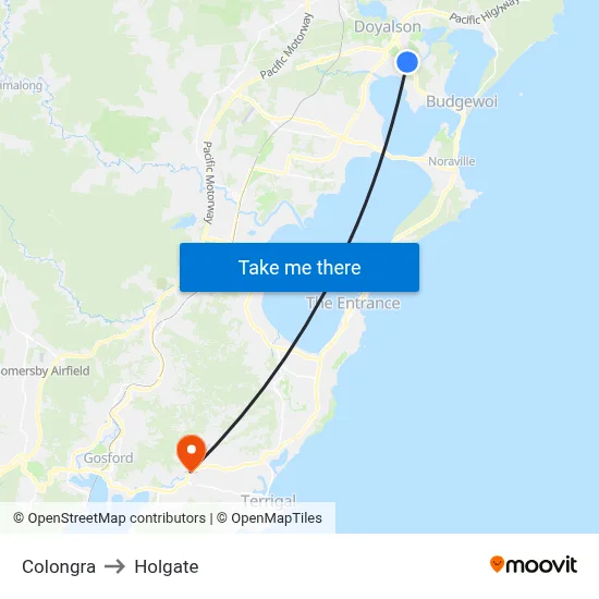 Colongra to Holgate map