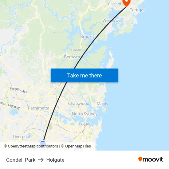 Condell Park to Holgate map