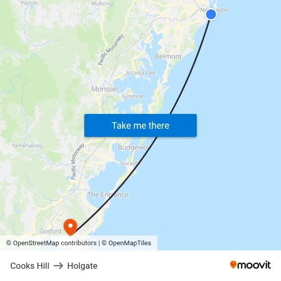 Cooks Hill to Holgate map