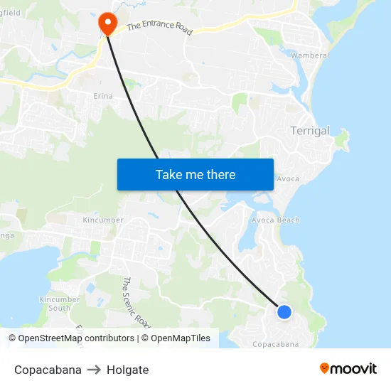 Copacabana to Holgate map