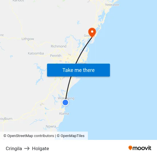 Cringila to Holgate map