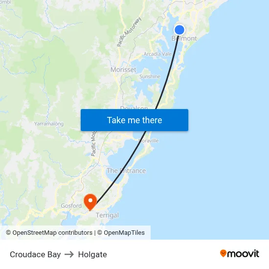 Croudace Bay to Holgate map