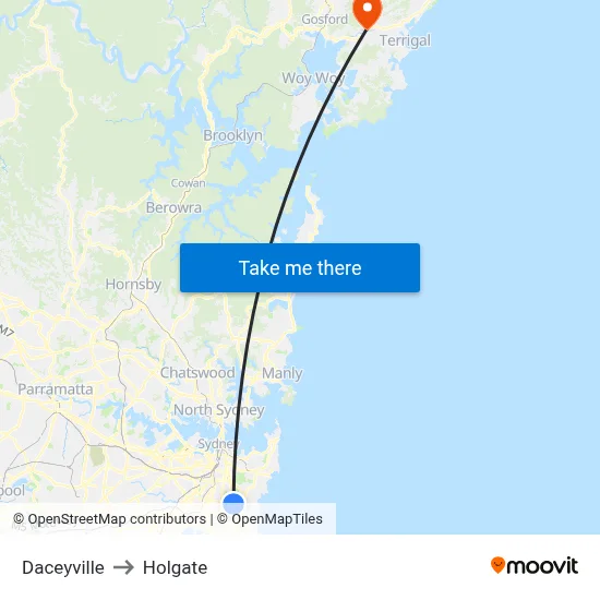 Daceyville to Holgate map