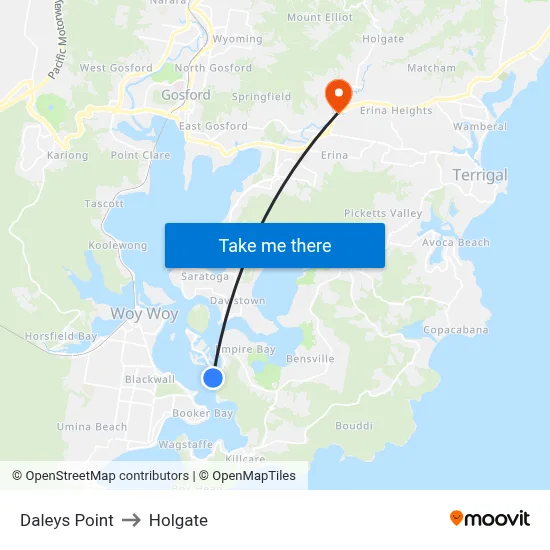 Daleys Point to Holgate map