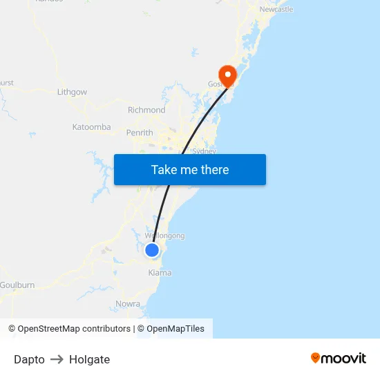 Dapto to Holgate map