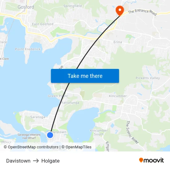 Davistown to Holgate map