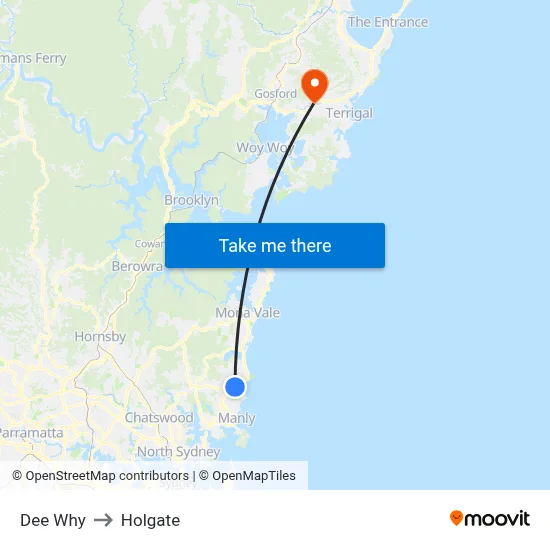 Dee Why to Holgate map