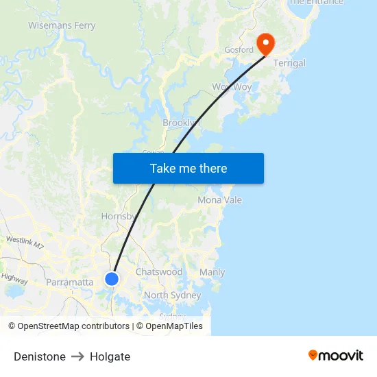 Denistone to Holgate map