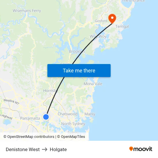 Denistone West to Holgate map