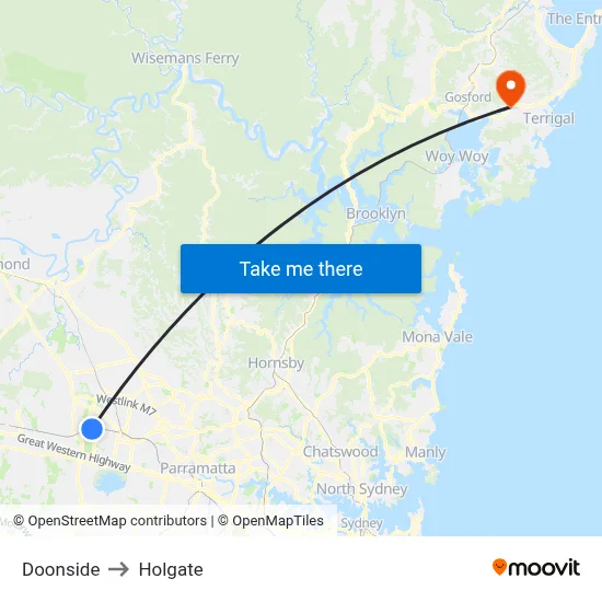 Doonside to Holgate map