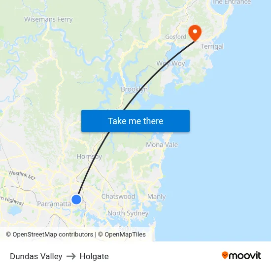 Dundas Valley to Holgate map