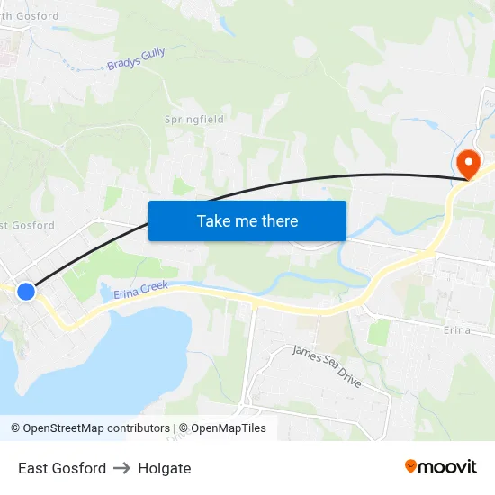 East Gosford to Holgate map