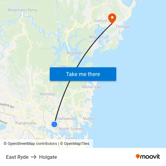 East Ryde to Holgate map
