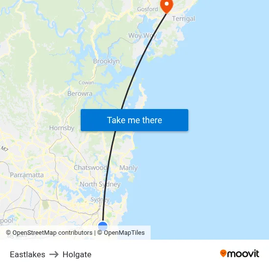 Eastlakes to Holgate map
