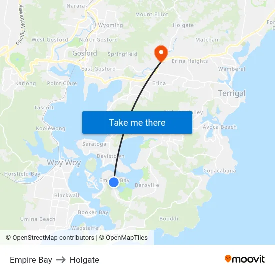 Empire Bay to Holgate map