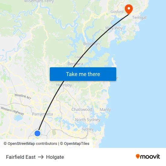 Fairfield East to Holgate map