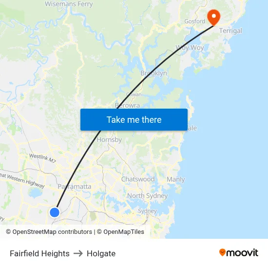 Fairfield Heights to Holgate map