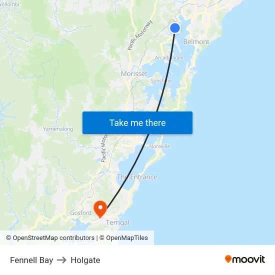 Fennell Bay to Holgate map