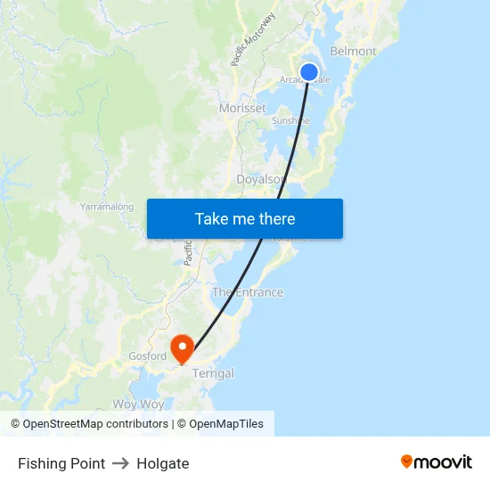 Fishing Point to Holgate map