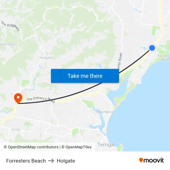Forresters Beach to Holgate map