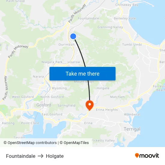 Fountaindale to Holgate map