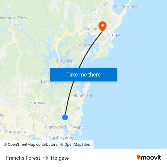 Frenchs Forest to Holgate map
