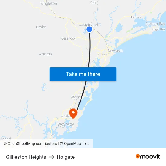 Gillieston Heights to Holgate map