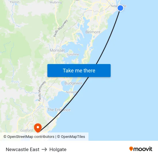 Newcastle East to Holgate map