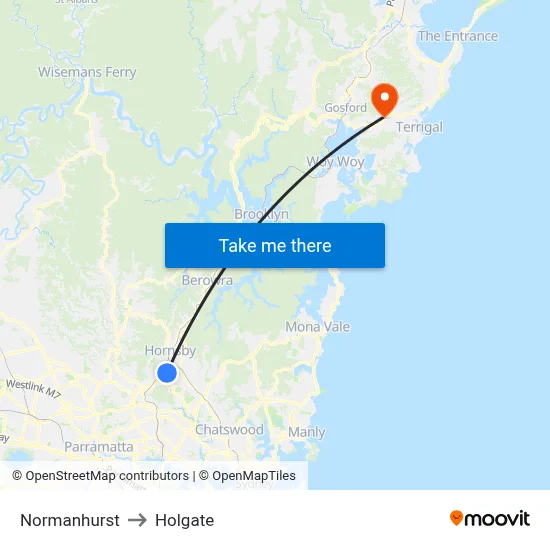 Normanhurst to Holgate map
