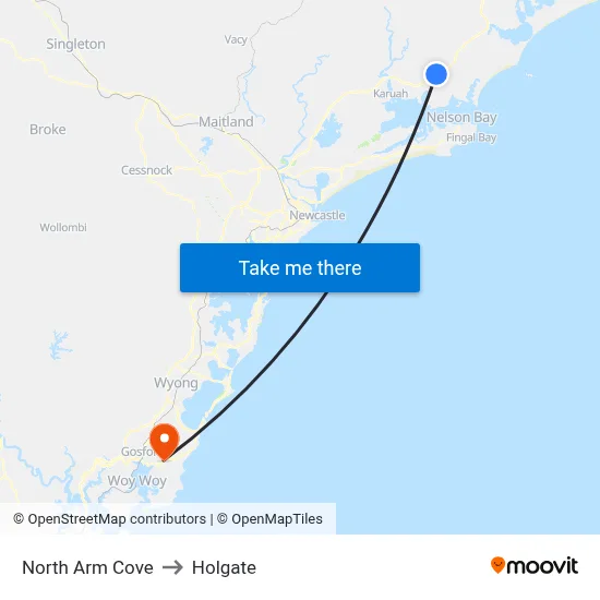 North Arm Cove to Holgate map