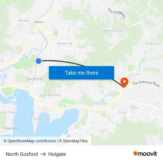 North Gosford to Holgate map