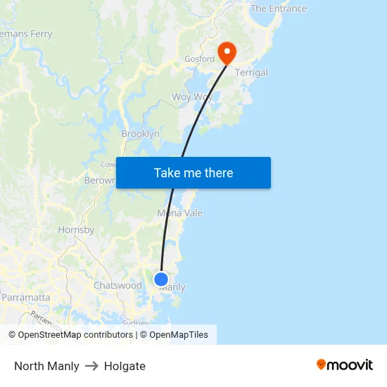 North Manly to Holgate map
