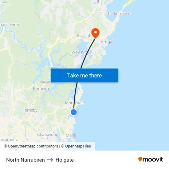 North Narrabeen to Holgate map