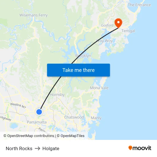 North Rocks to Holgate map